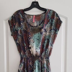 animal multi color printed  scoop neck dress